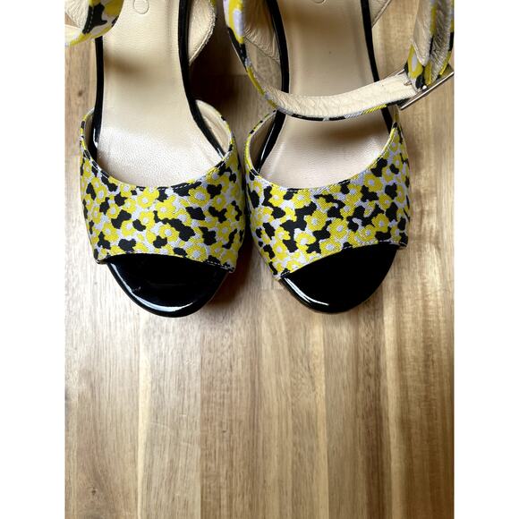 Jimmy Choo Platform Wedge Sandals Fabric Multicolor Pattern Size 37 - Picture 6 of 12